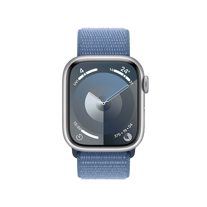 Apple/苹果 Watch Series 9 智能手表GPS款41毫米银色铝金属表壳 凛蓝色回环式运动表带 MR923CH/A【快充套装】