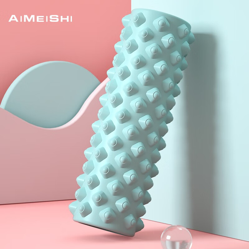 艾美仕 AiMeiShi 泡沫轴健身瑜伽柱按摩滚轴狼牙按摩轴 45cm空心浮点薄荷绿