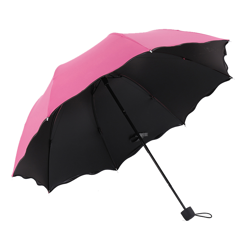 惠寻 京东自有品牌 8骨雨伞 遇水开花晴雨两用伞 黑胶防紫外线防晒三折叠遮阳伞 紫色