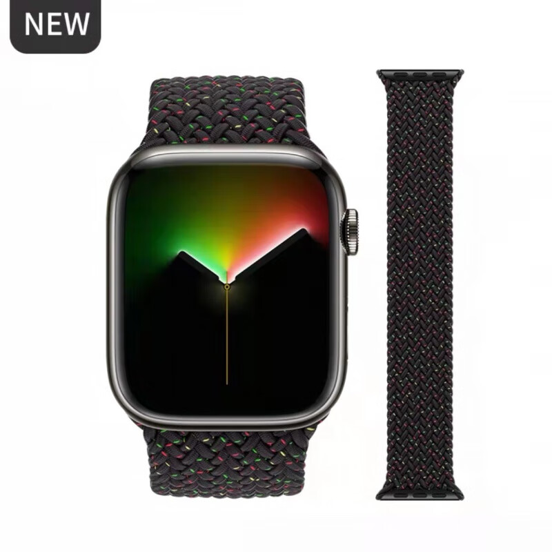 igiftfire适配iwatch8表带se苹果手表s8彩虹s7编织s6男女款applewatch