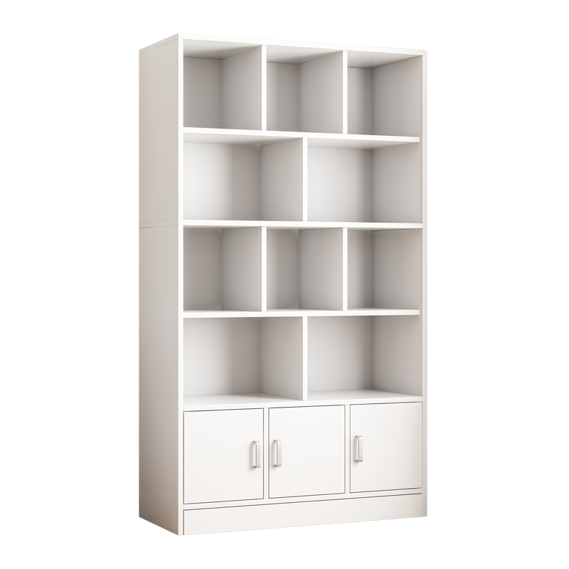 简座 书架落地简约时尚收纳多功能大容量省空间储物架多层置物简易书架柜子 【两门款】暖白色80*24*180cm