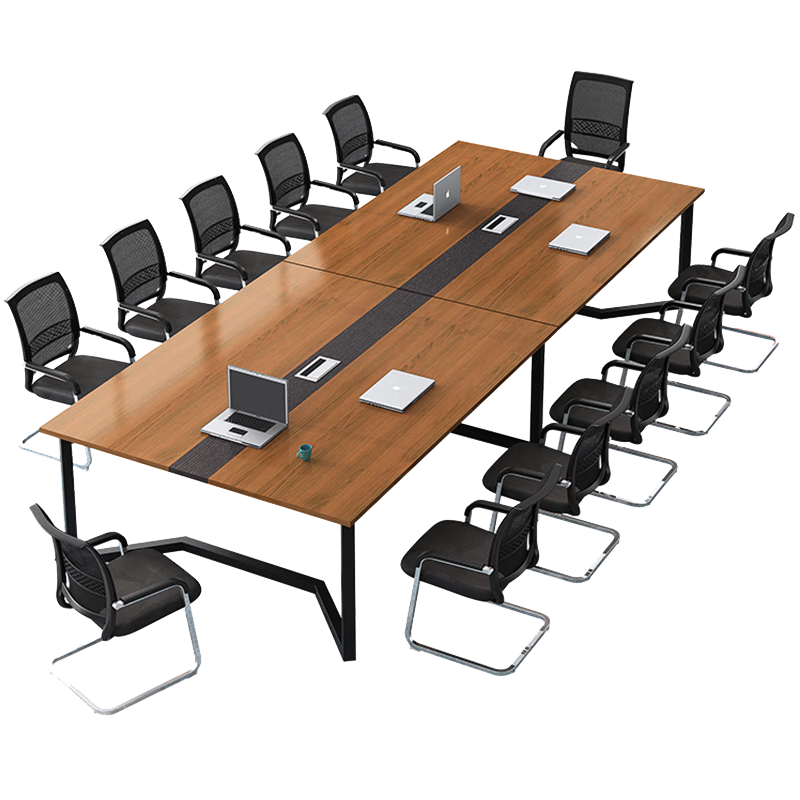 圣黎办公桌会议桌长桌简约现代长方形培训洽谈桌3米+10把椅