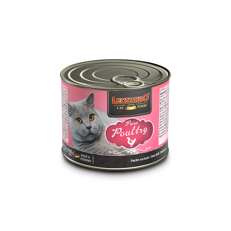 LEONARDO小李子猫罐头 进口猫湿粮 成猫幼猫无谷主食罐 经典家禽口味200g 12罐