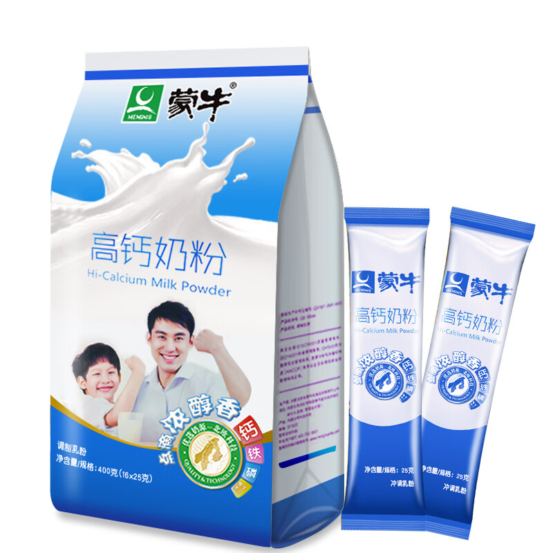蒙牛高钙奶粉400g袋装 成人青少年儿童学生成长奶粉营养早餐牛奶粉