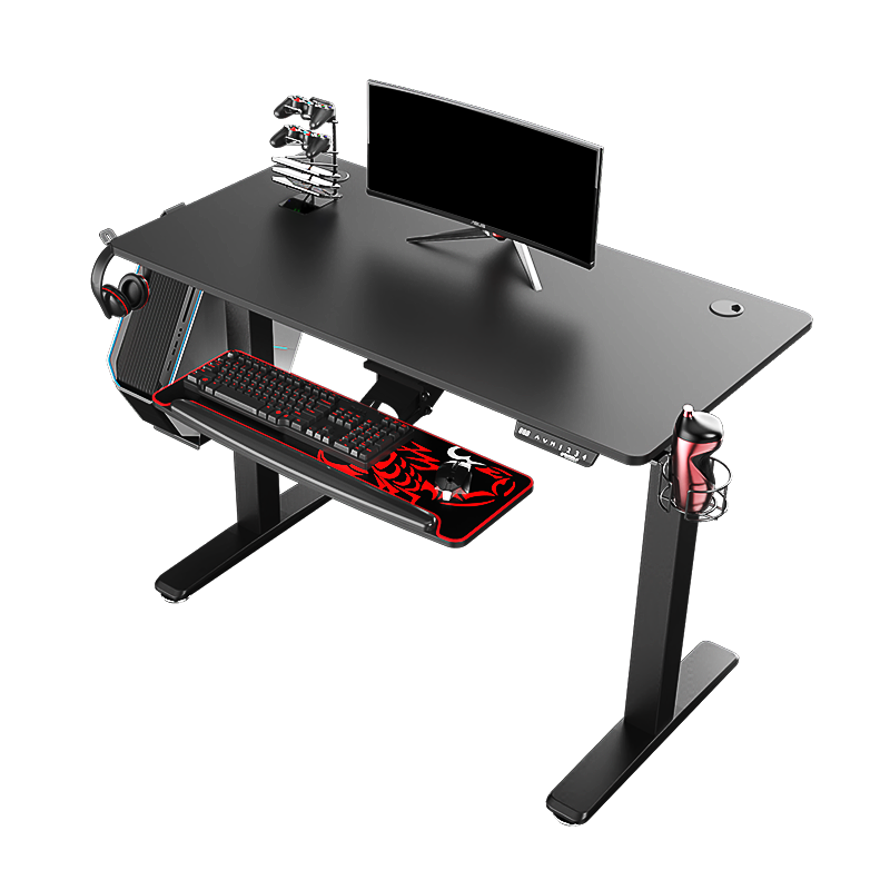 赛途(PSEAT)电竞电脑桌电动升降桌台式智能记忆电动升降高度可调节升降桌子 方腿电动升降桌【黑色1.2米单桌】