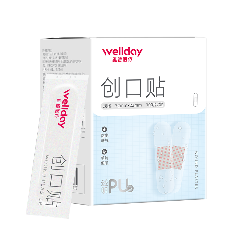维德 创可贴防水透气创口贴女少女可爱止血贴透明家儿童100片 ly pu