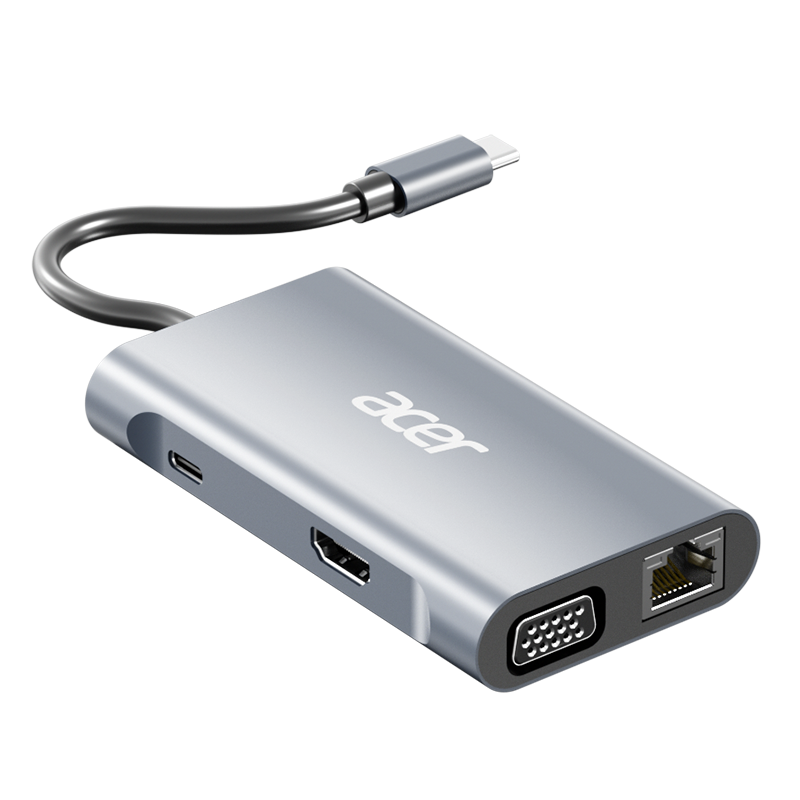 宏碁（acer）Type-C 7合1扩展坞USB分线器HDMI/VGA/网口 适用于笔记本电脑苹果华为转换器转接头100032772276