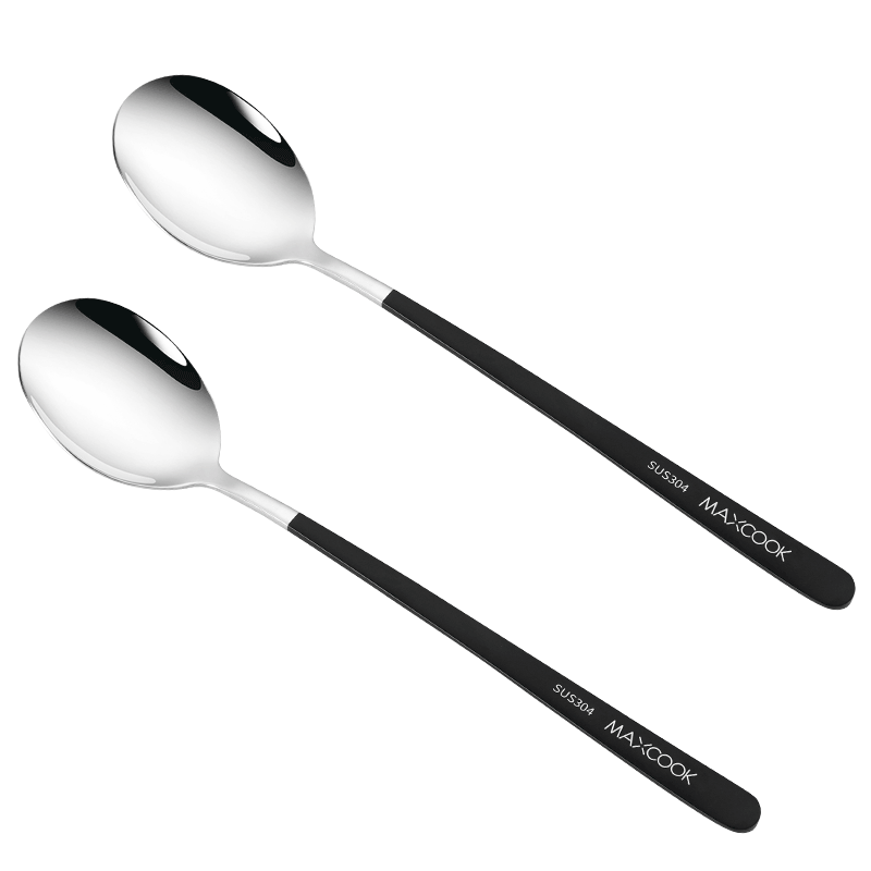 美厨（maxcook）304不锈钢汤勺汤匙 加大加厚勺子圆底餐勺饭勺汤勺调羹 2件套黑色MCGC0194100038823408