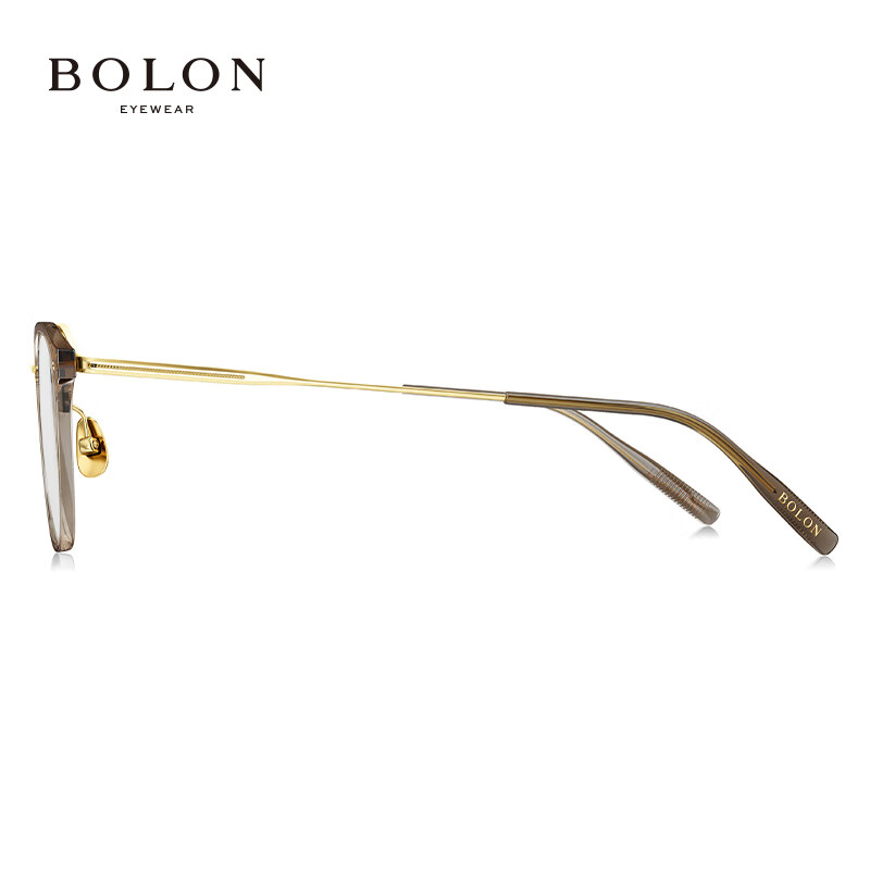 暴龙（BOLON）近视眼镜框 时尚通勤钛合金镜框近视配镜片暴龙眼镜 BT6018 精选 B21-金色/透棕色 【单框无忧试戴】此项仅单框-如需镜片可自行选配