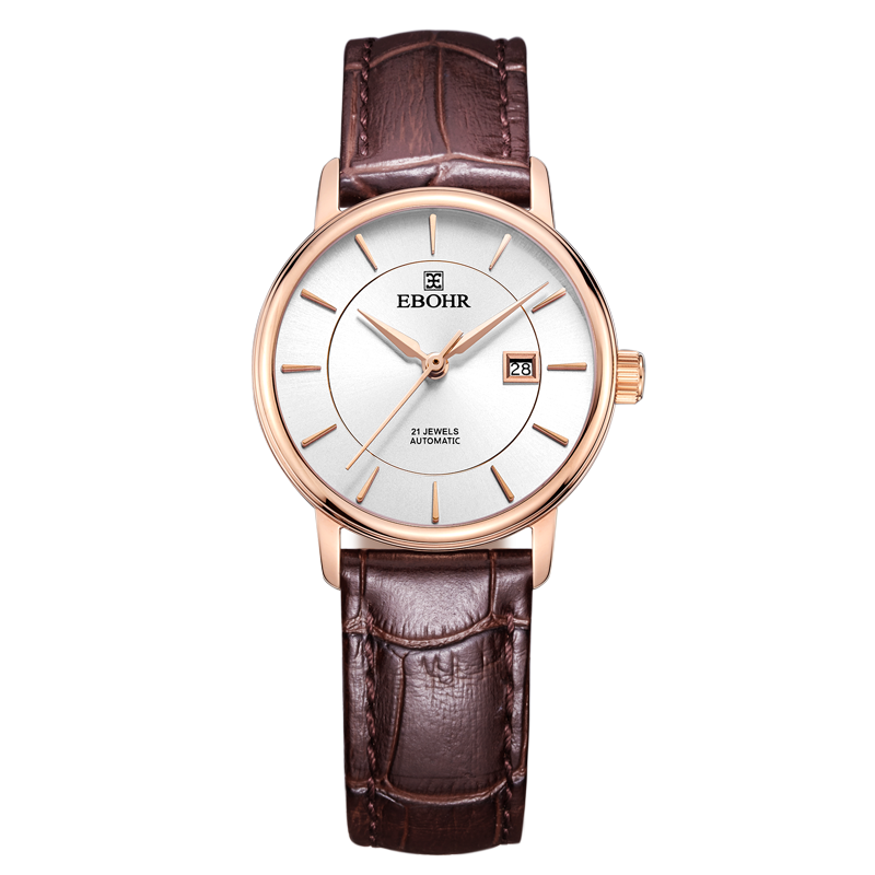 依波（EBOHR）手表女大師系列簡約休閑皮帶女士機(jī)械表節(jié)日禮物新年跨年56130140