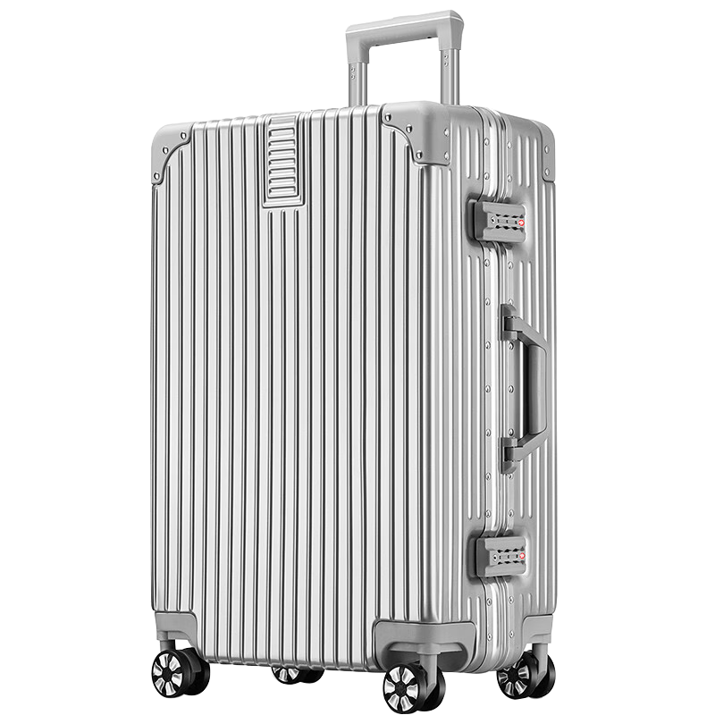 梵地亚行李箱男铝框拉杆箱小型20英寸旅行箱密码箱女可登机箱皮箱子银