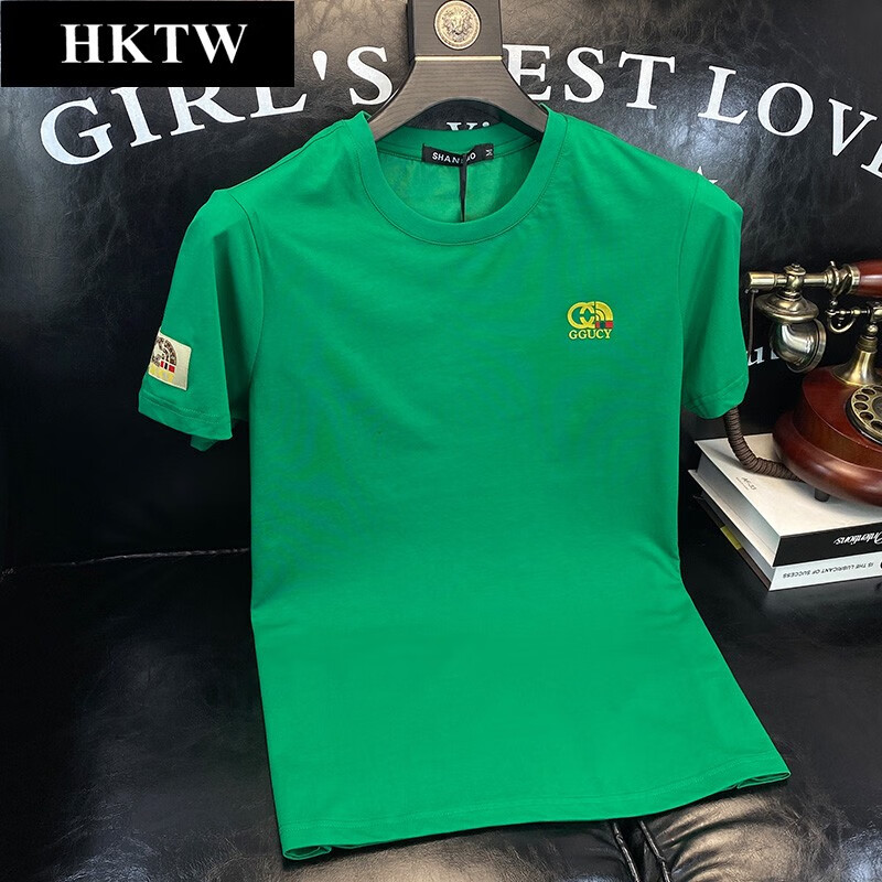 hktw潮牌短袖t恤男2024夏季轻奢高端印花重磅潮流男装半袖衫hktx3