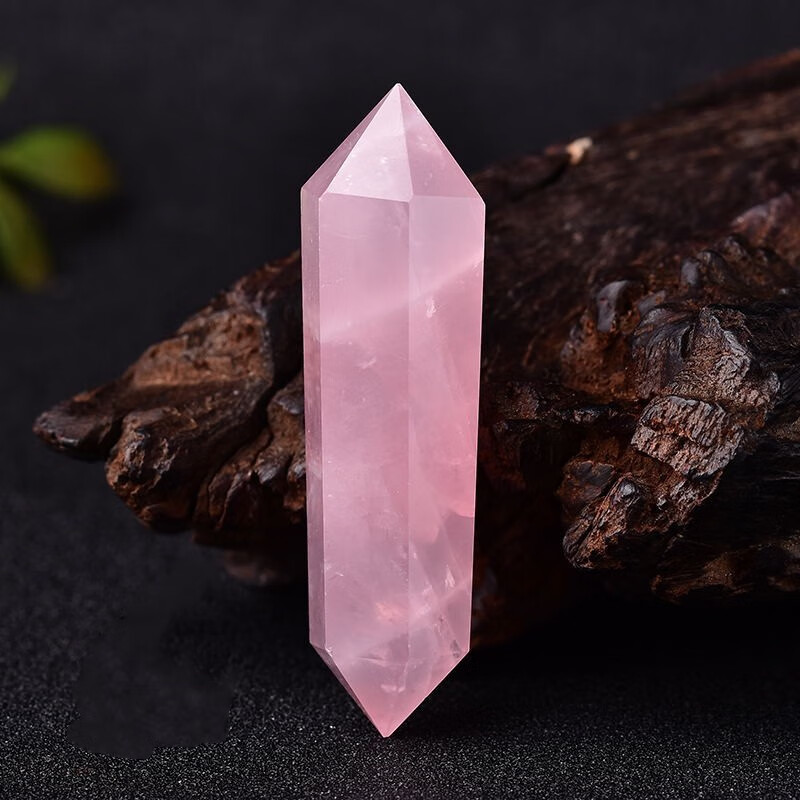 唯誠 天然粉水晶双尖六棱柱原石摆件粉晶柱灵摆能量冥想打坐疗愈 8