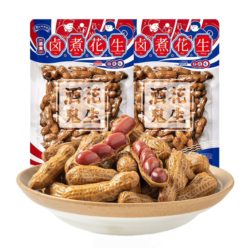 酒鬼香辣老鹵鹵煮花生零食下酒菜水煮花生米 老鹵味*5袋