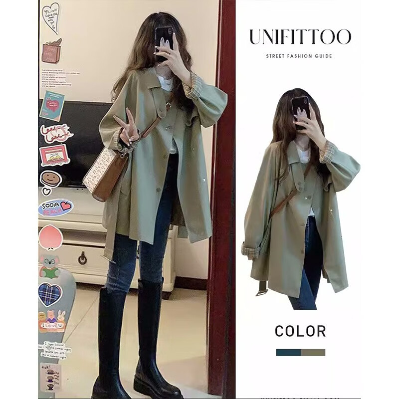 妍莉芬（yanlifen）风衣外套女秋季2025年新款春秋韩版休闲洋气女士短外套上衣女装 图片色 45/55kg/M