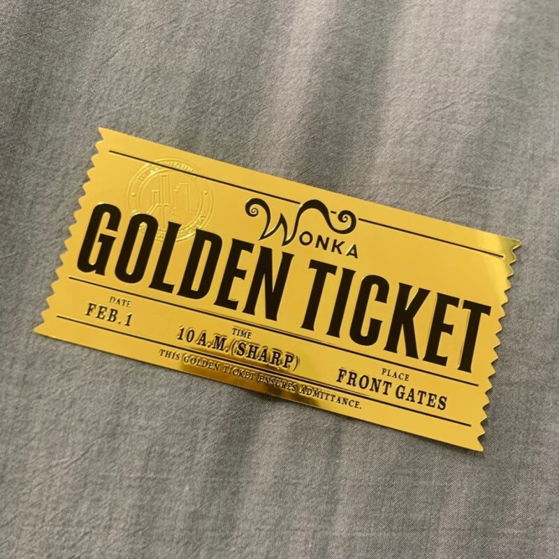 海象人现货查理和巧克力工厂金奖券威利旺卡巧克力券幸运金券票 金奖