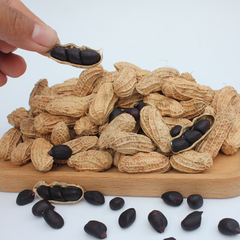 虎钢馋2020新货云南富硒黑花生带壳生的种籽老品种黑皮紫皮花生黑紫