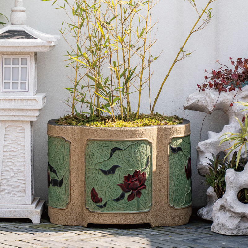 醉春木匠心坊中式庭院造景布置大花盆户外花园门口花坛阳台创意花缸