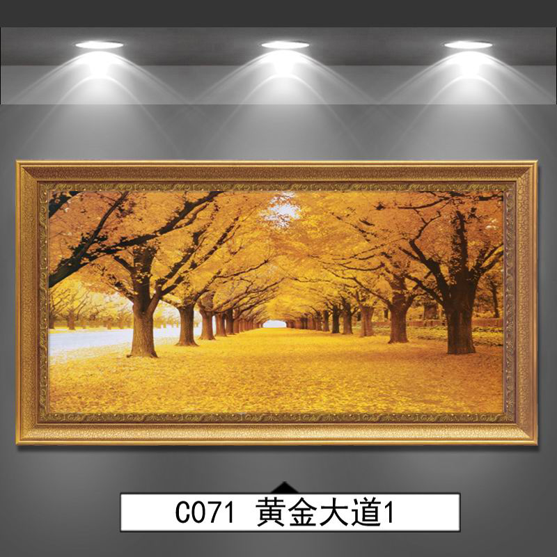 印象欧式客厅风景山水油画美式大气装饰画沙发背景墙挂画壁画黄金大道