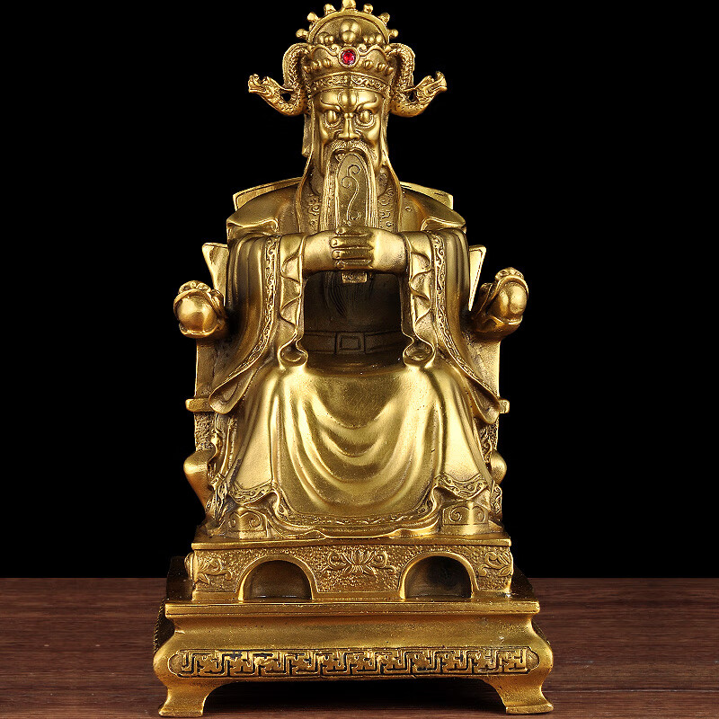 净艺坊 黄铜广济龙王五爷像五台山赤脚龙五爷财神爷佛像摆件家用寺庙