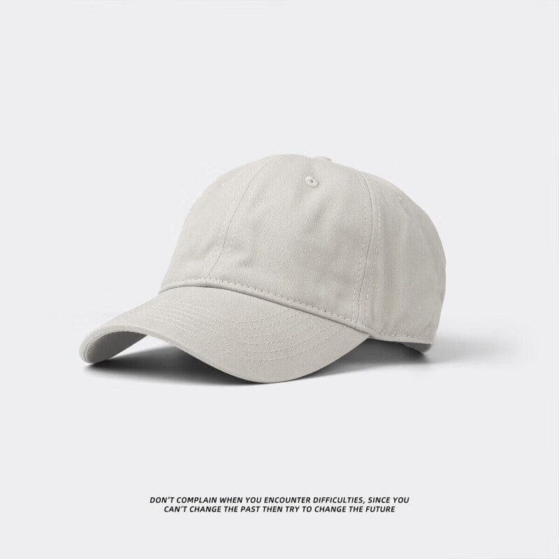 箐棒球帽男大头围平沿春夏百搭色款鸭舌帽显脸小深顶加深简约 米白色