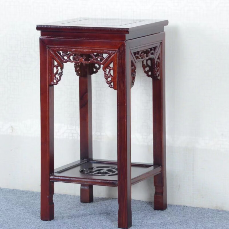 冬欧(dongou)花架实木客厅落地家用新中式放花盆的架子 长30*宽30*高