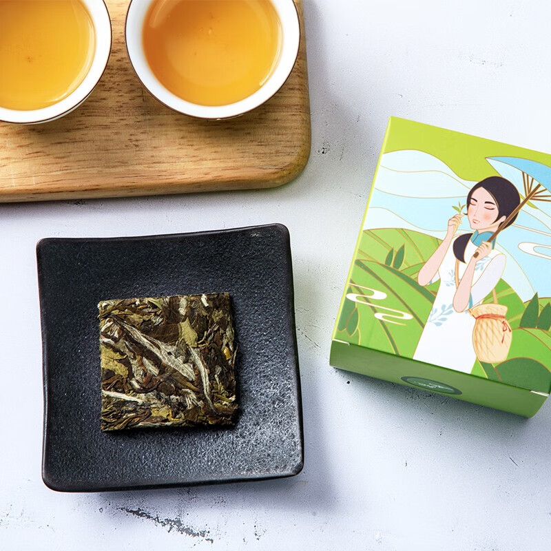 鸿润 【绿色食品认证】 白茶饼干茶 白牡丹茶叶 商务办公室便携独立包装 5g*10片