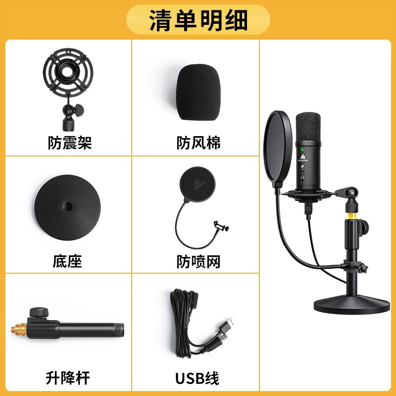 闪克（Sudotack） 电脑麦克风笔记本USB专业电容麦唱歌游戏直播话筒录音配音网课K歌闪客啵啵麦 PM401T(新升级可监听）