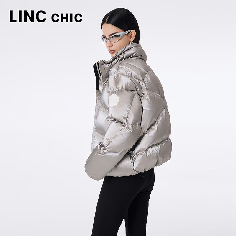 金羽杰明星同款冬季新款泡芙羽绒服女装短款轻暖大红色面包服Y23601238 耐久银灰 XS 适合120斤以下