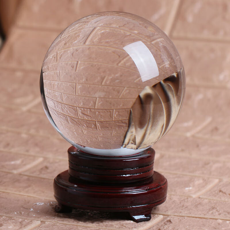 玄关客厅书房办公桌水晶风水球摆件装饰 白水晶球直径4厘米送小号底座