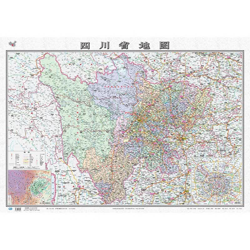 四川省行政区划图 2019全新版四川地图 纸盒纸质地图 1.1米*0.