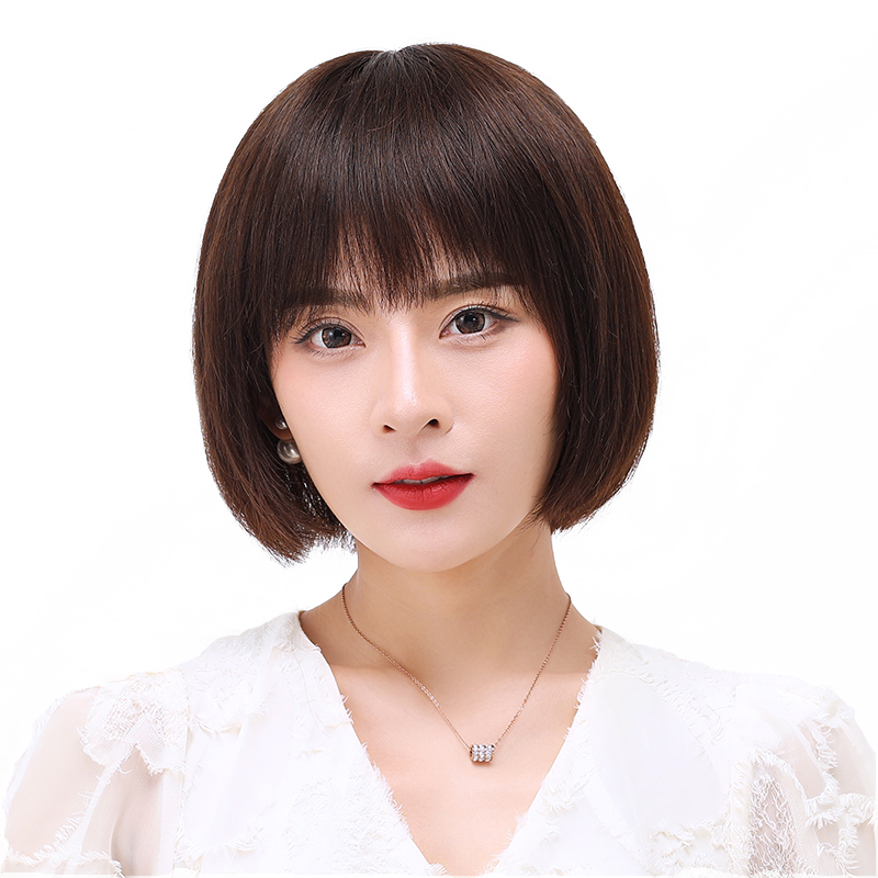 发型女短发2019图片,短发发型图片女2019 美蝶假发套女短发网红短发真人发丝气质俢脸发型自然全头套 黑色真发