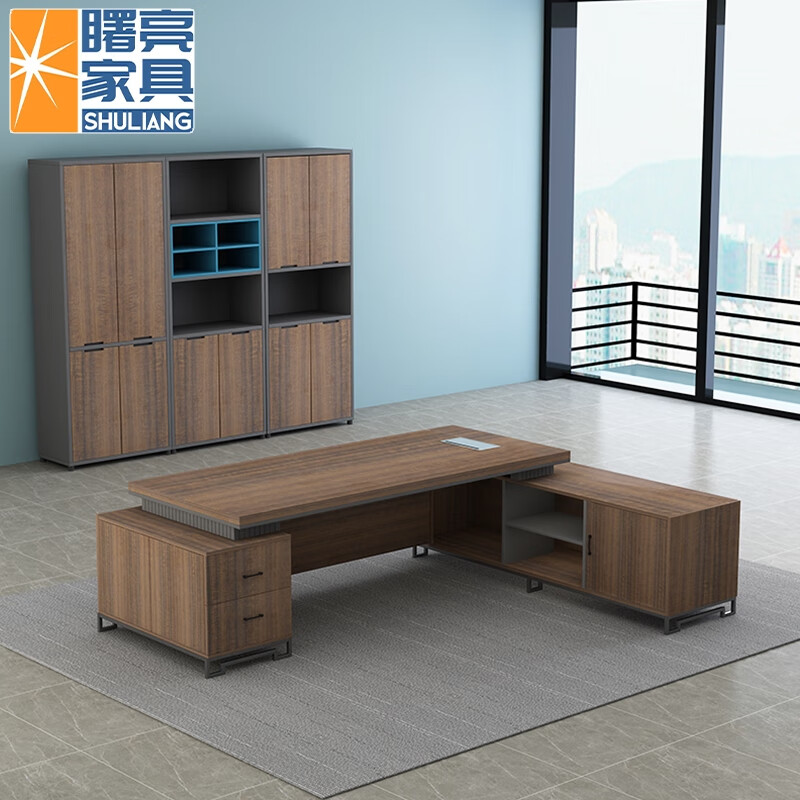 4米老板办公桌经理主管班台 右侧柜2400*1800*750mm