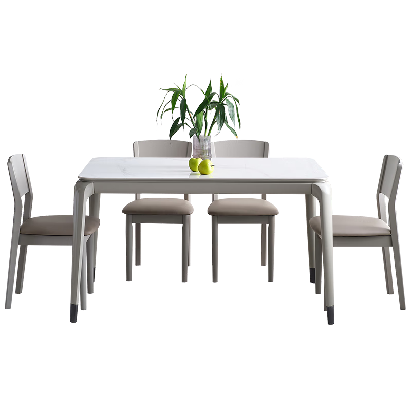 QuanU 全友 家居 餐桌现代简约岩板餐桌椅组合亮光台面大户型餐厅桌子DW1121