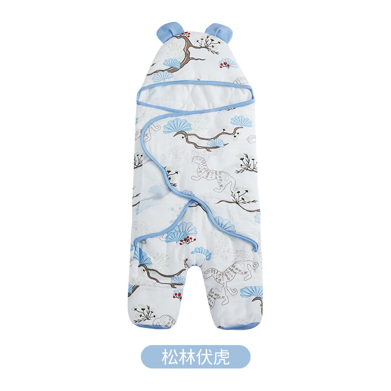 ibaby新生儿襁褓睡袋婴儿防惊跳一体式包被0-6月春夏宝宝抱被 松林伏虎（适用室温16_20℃） 59码