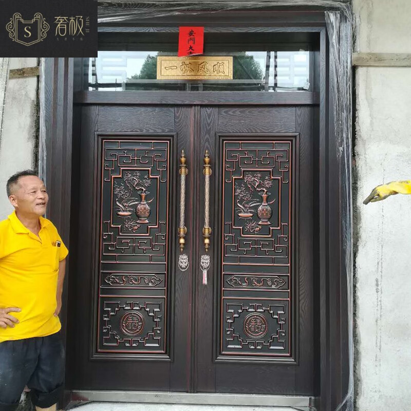 仿铜门别墅大门对开门防盗仿真铜门锌合金大门定制农村自建别墅大门
