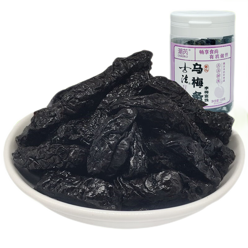 潮芮烏梅條夾番茄烏梅圣女果烏梅肉梅子蜜餞果脯果干網(wǎng)紅小零食品罐裝  烏梅條100克X1瓶