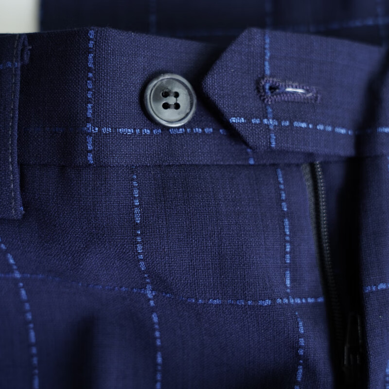 培罗蒙（BAROMON）【轻薄】修身格子西裤男西装裤直筒裤子商务休闲 蓝色格子 38 (97.5cm)