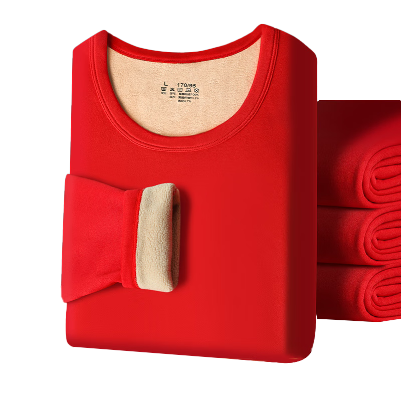 俞兆林保暖内衣女红色本命年加绒加厚秋冬送礼结婚秋衣秋裤套装蛇年 L