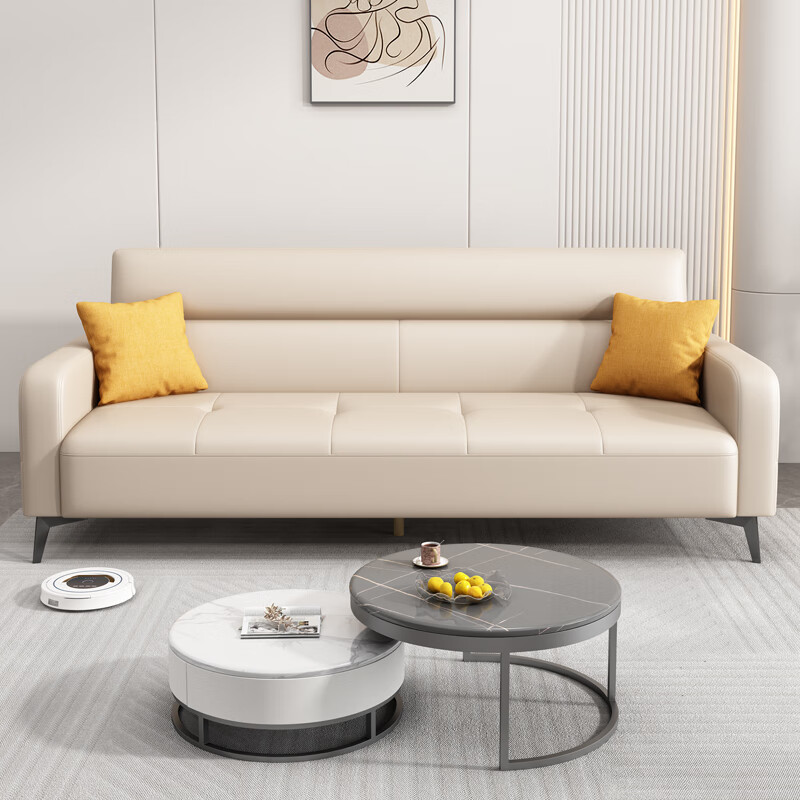 云弘亿艺沙发床折叠新款弹簧科技布防刮猫爪皮双三四人位卧室客厅小户型 13号青蓝色（免洗科技布）弹簧款 四人位 (长2.1m*1.1m)乳胶+抱枕