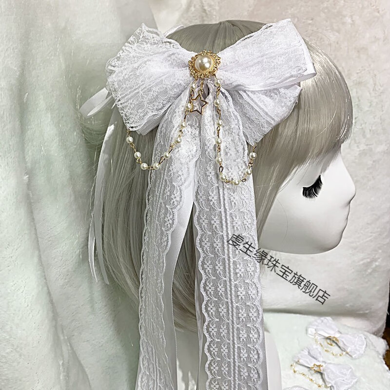 虔生缘洛丽塔头饰 日系新款头饰白色全套lo娘软妹百搭发带蝴蝶结发夹