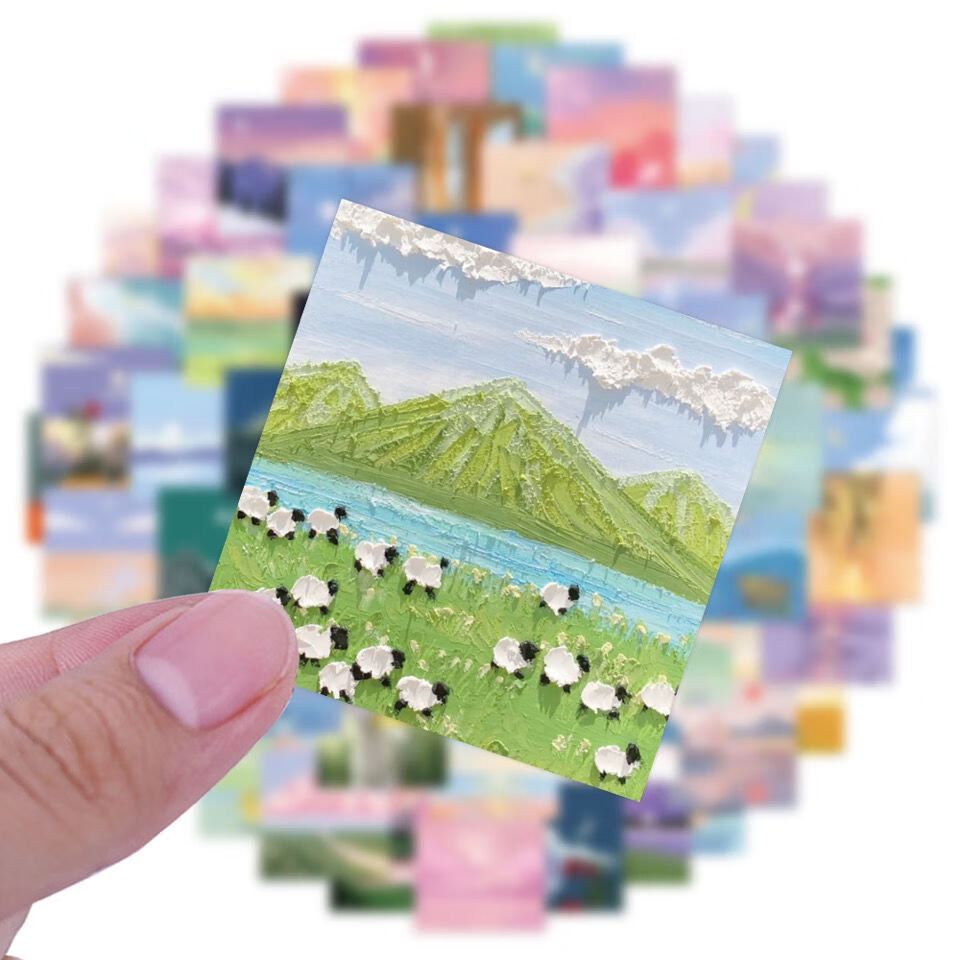 婕染(jieran)*风景插画少女心贴纸ins手账素材创意diy手帐贴防水自粘