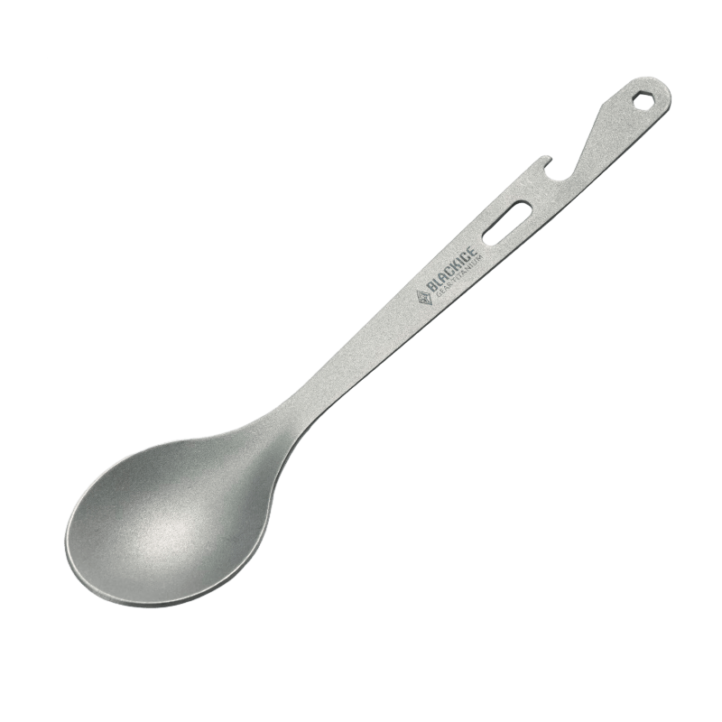 黑冰（BLACKICE）户外野餐钛餐具多功能带开瓶器便携钛勺家用长柄汤勺Z7222G Z7222G银灰