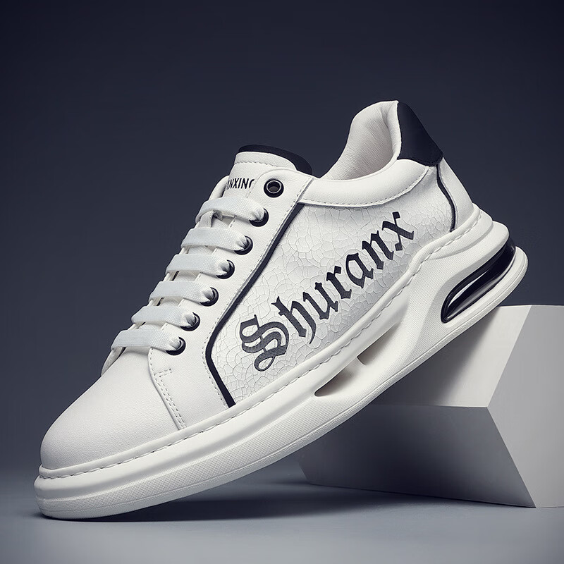 小白鞋男新款休闲真皮气垫底男子鞋时尚百搭男士鞋子舒适潮流男鞋