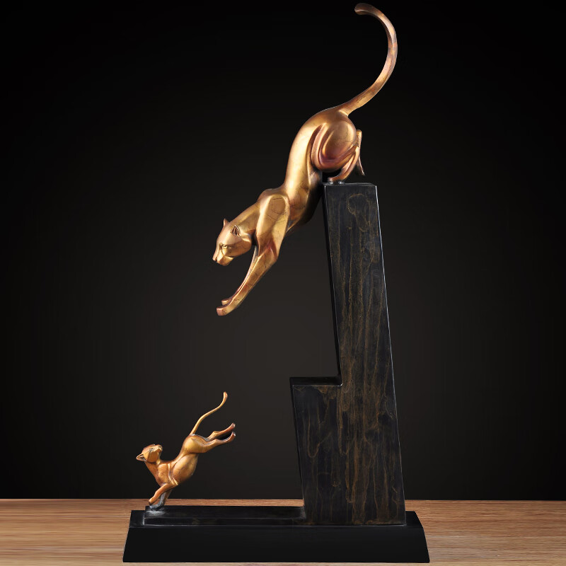 莲善堂下架全铜下山豹金钱豹摆件招财书房办公室桌面客厅工艺品商务