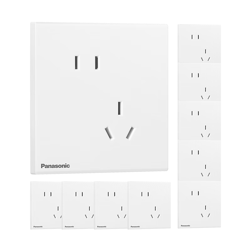 Panasonic 松下 悦畔系列 WXXC123 斜五孔插座 经典白 10只装