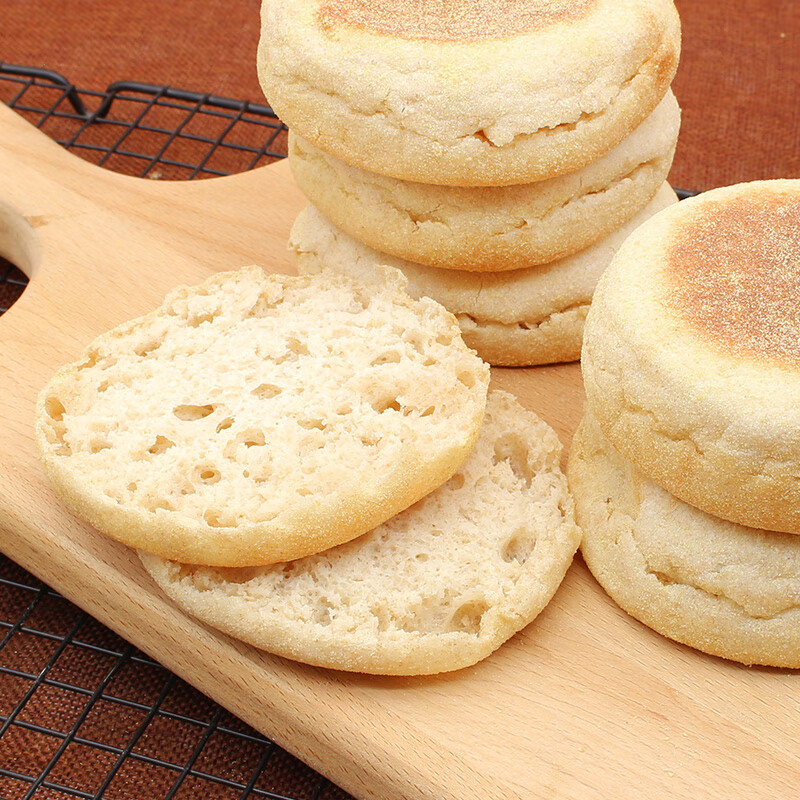 胚muffin松饼三明治早餐冷冻半成品食材 全麦麦芬松饼200g*2包【8个】