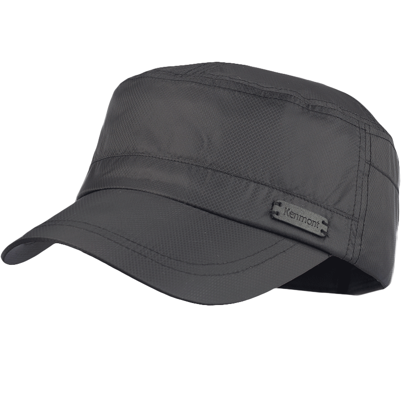 卡蒙(Kenmont)加厚保暖夾棉純黑色鴨舌帽男士秋冬天戶(hù)外街頭防寒平頂帽km-2651