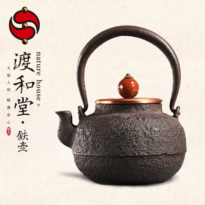 渡和堂铁壶抱朴含真 中国工匠纯手工无涂层养生铸铁壶 生铁烧水壶