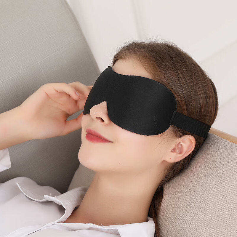 3立体眼罩睡眠遮光男士女可调节眼疲劳护眼学生眼睛午休睡觉神器 黑色无鼻翼 眼罩1个